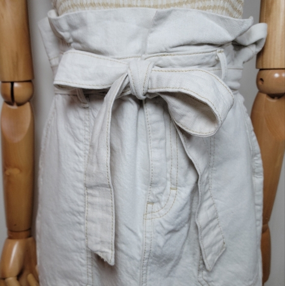 Free People Paper Bag Waist Cotton Linen Blend Spring and Summer Skirt Size 8 - Picture 2 of 10